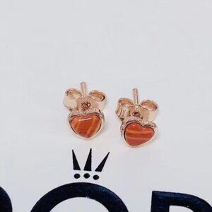 Pandora Red Murano Glass Heart Stud Earrings